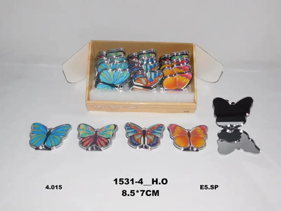Espejo Mariposa Plateado Con Aumento Portátil De Bolsillo 4