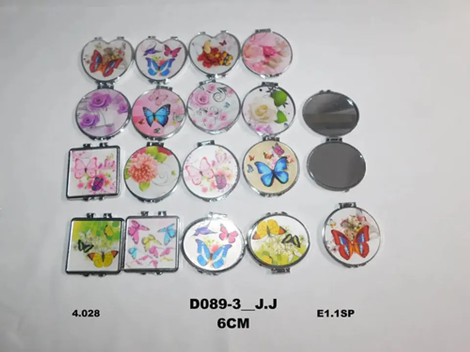 Espejo De Bolsillo Cuadrado Redondo Corazón 3und Mariposas  2