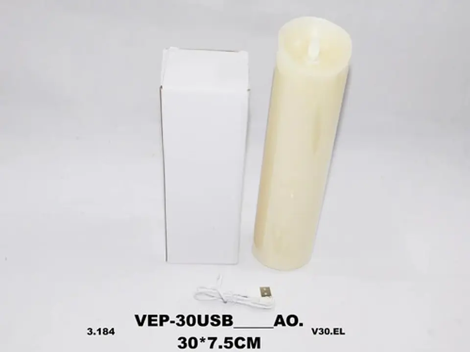 Vela Decoración Usb Luz Led 30  Cm Usb Movimiento Pábilo 2