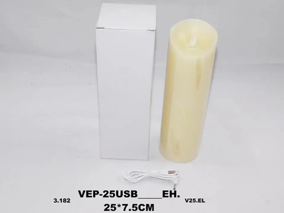 Vela Decoración Navidad Luz Led 25cm Usb Movimiento Pábilo 3