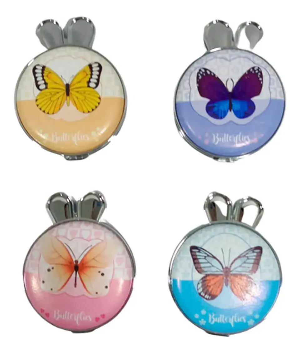 Espejo Redondo Mariposas Aumento Portátil De Bolsillo 1