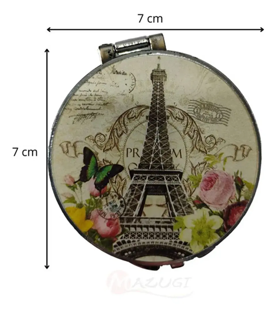 Espejo Cuadrado Redondo Corazón 3und Torre De París Bolsillo 16