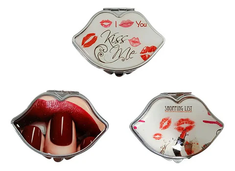 Espejo De Bolsillo Redondo 2und Diseño Besos Labios 