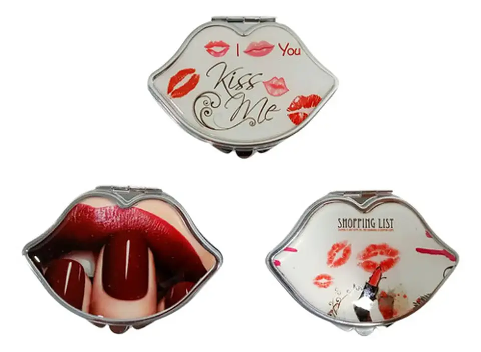 Espejo De Bolsillo Redondo 2und Diseño Besos Labios  1
