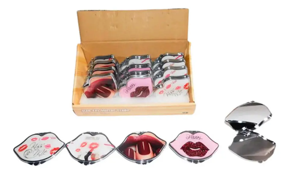 Espejo De Bolsillo Redondo 2und Diseño Besos Labios  3