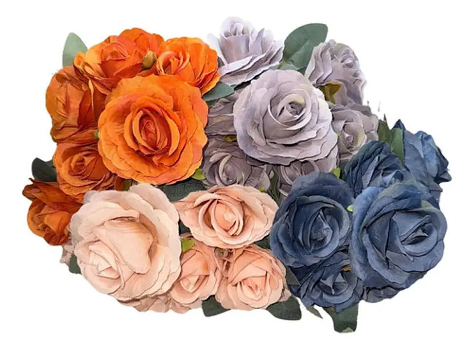 Matas Rosas Colores Vivos Flores Artificiales 42cm  2