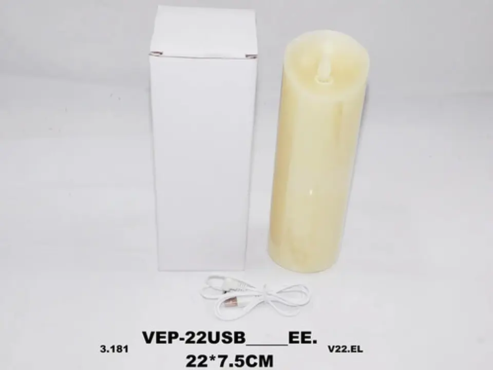 Vela Decoración Navidad Luz Led 22cm Usb Movimiento Pábilo 2