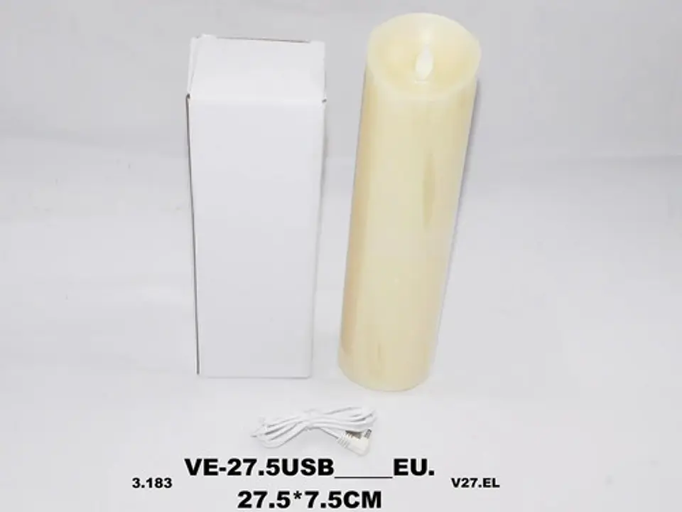 Vela Decoración Usb Luz Led 27.5cm Usb Movimiento Pábilo 2
