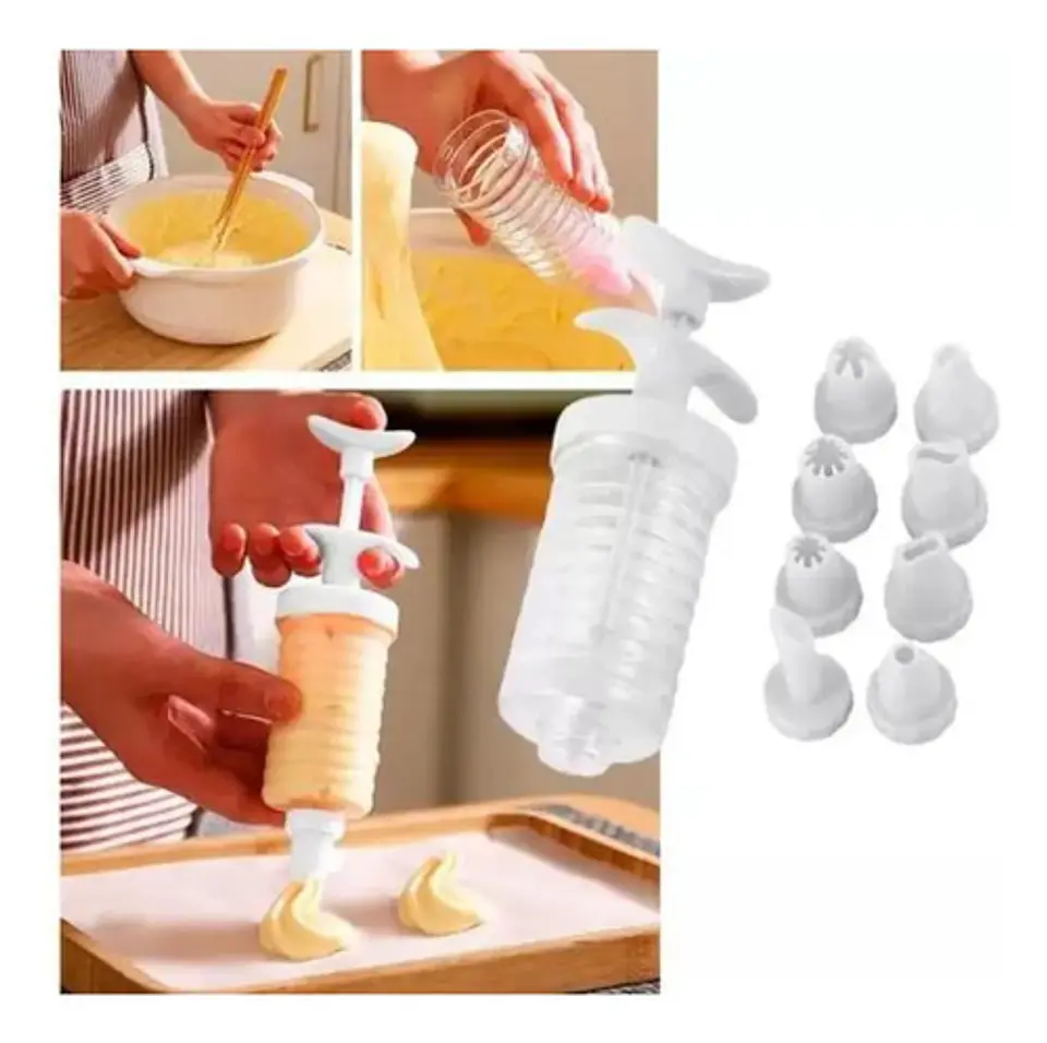 Kit Manga Pastelera Silicona Batidor Bol Acero Jeringas Past 8