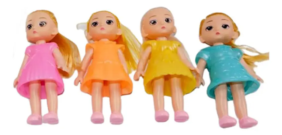 Juguete Niñas Muñeca Plástica Vestido Cabello  X4 Und 1