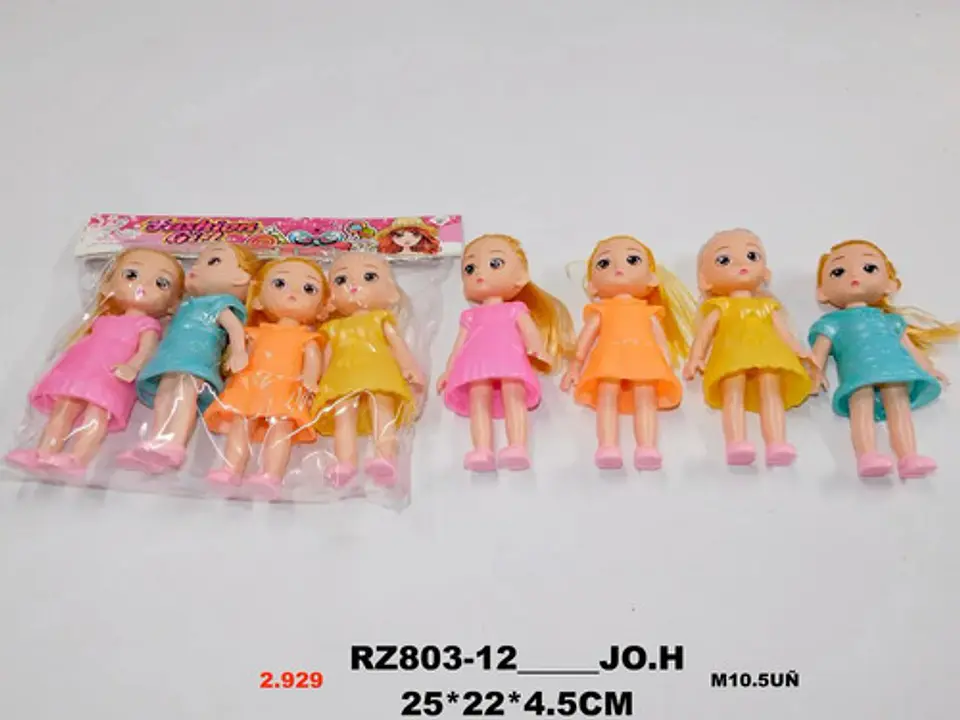 Juguete Niñas Muñeca Plástica Vestido Cabello  X4 Und 2