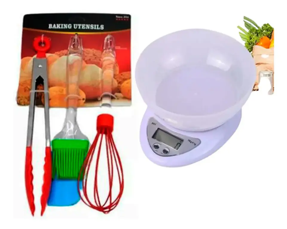 Kit Utensilios Cocina Espátula Brocha Batidor Bascula 1