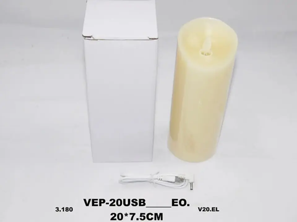 Vela Decoración Navidad Luz Led 20cm Usb Movimiento Pábilo 2