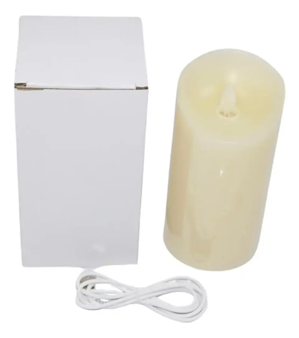 Vela Decoración Navidad Luz Led 17cm Usb Movimiento Pábilo 1
