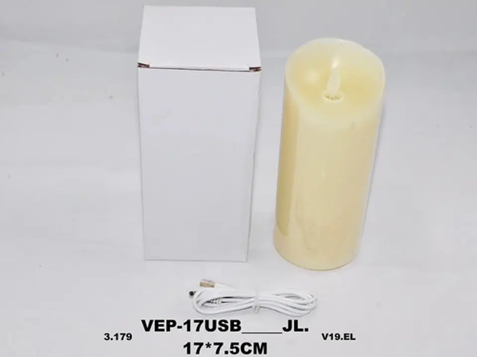 Vela Decoración Navidad Luz Led 17cm Usb Movimiento Pábilo 2