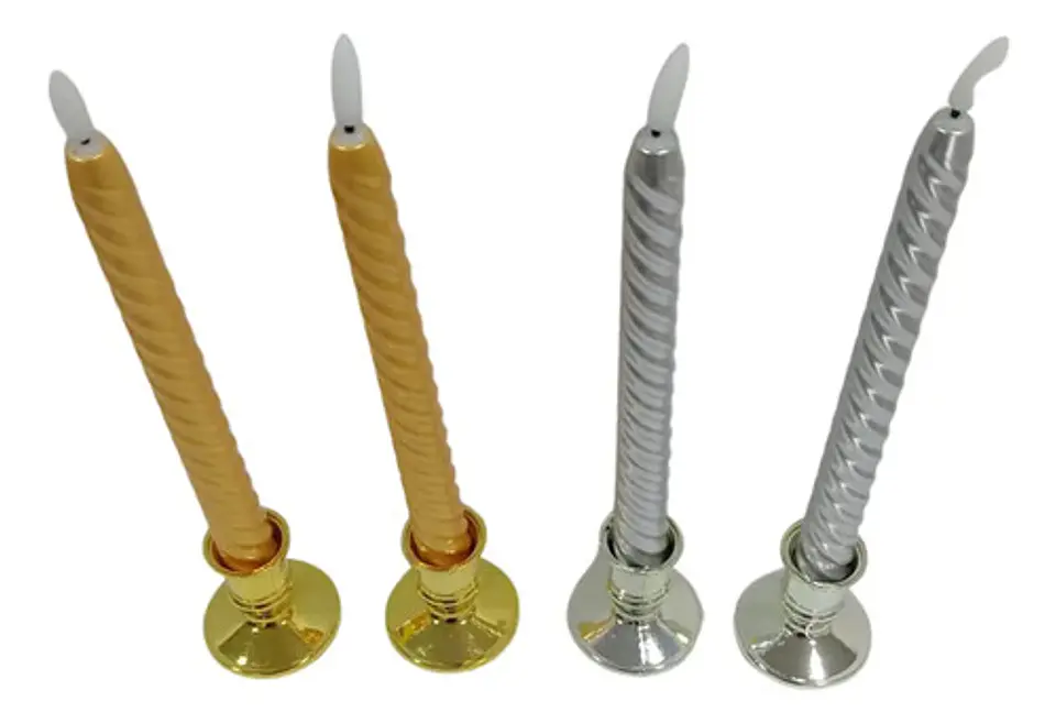 Kit Velas Con Candelabro  X 4und Led 2