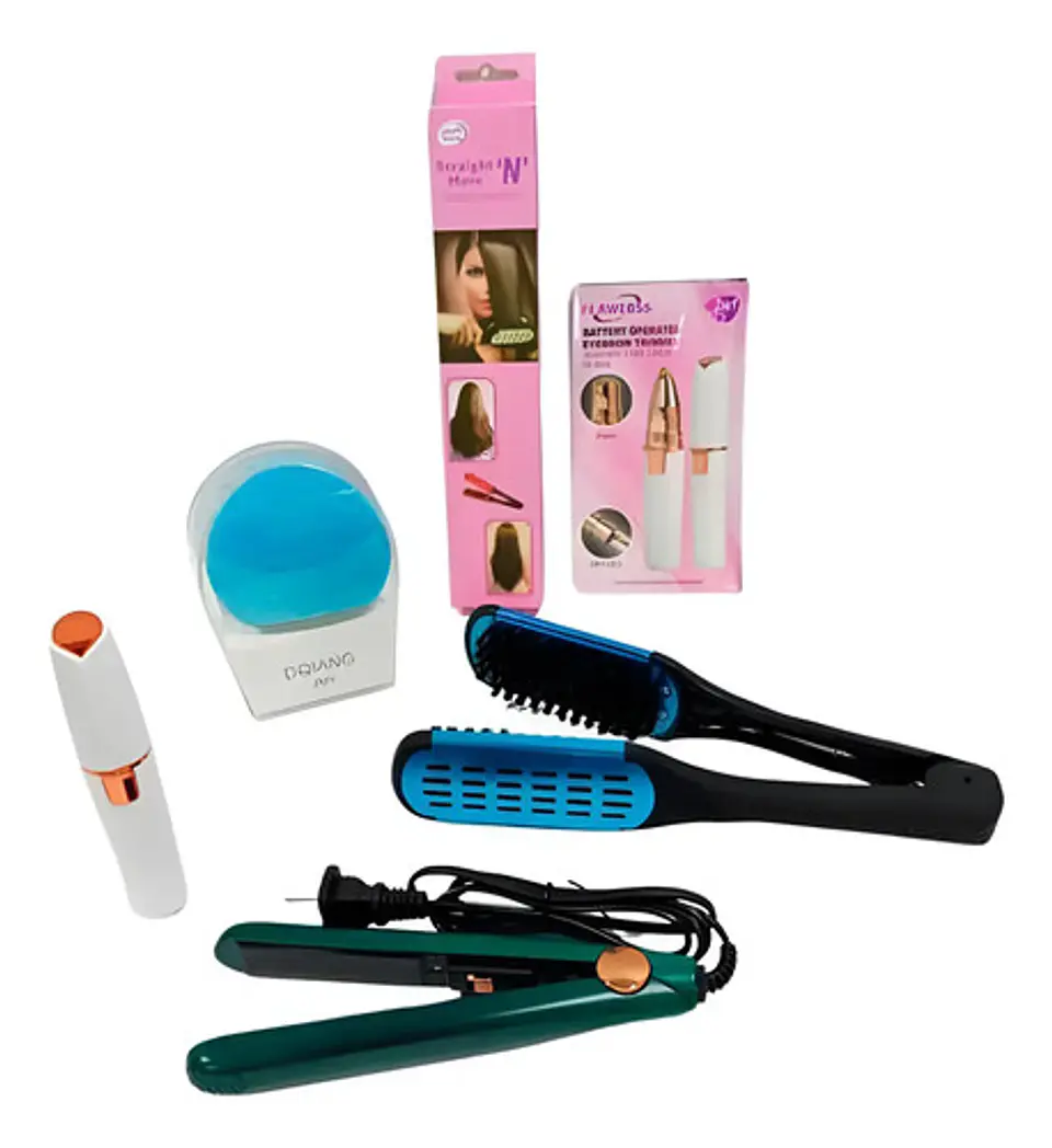 Set Depilador Plancha Para El Cabello Limpiador Facial 1