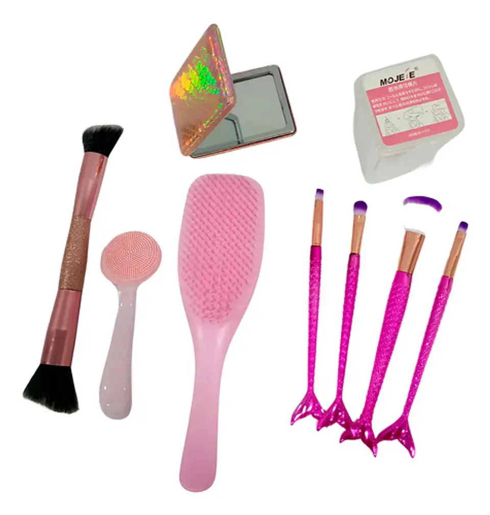 Combo Cepillo Espejo Brochas Pañitos Limpiador Facial 1