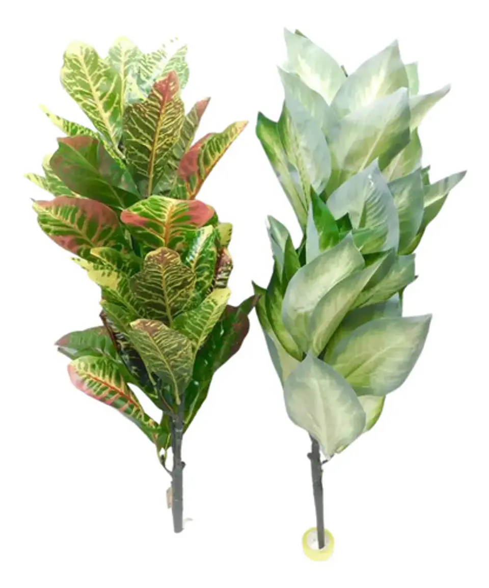 Ramas De Hojas Artificiales De Croton Para Plantas Mata 1