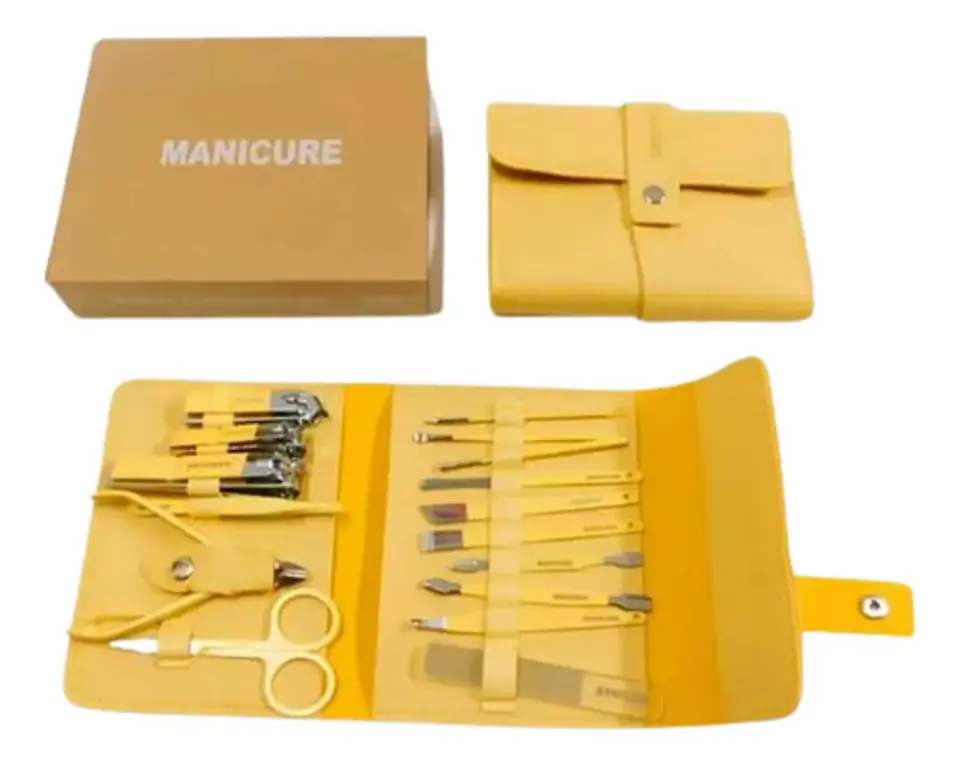 Kit Manicure Estuche 14 Und  Lujo Corta Uñas Acero Mediano 1