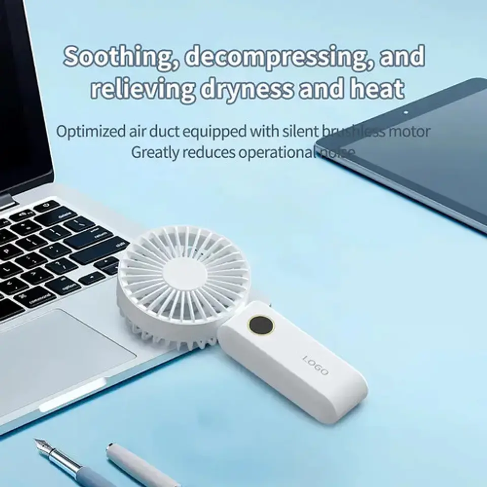 Ventilador Plegable Pantalla Digital Potente Recargable Usb 3