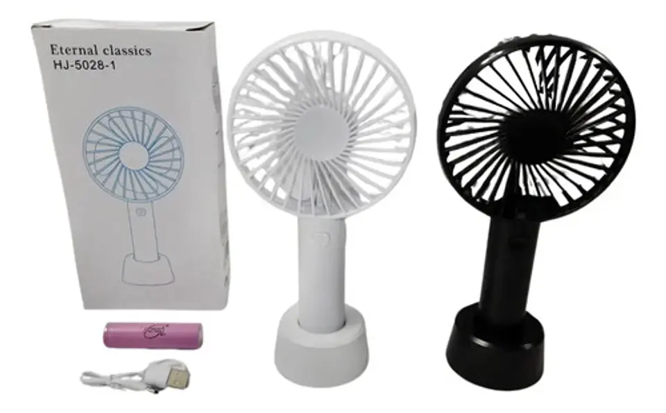 Ventilador Portátil Usb Aire Fresco 21cm Luz Pila Recargable 2