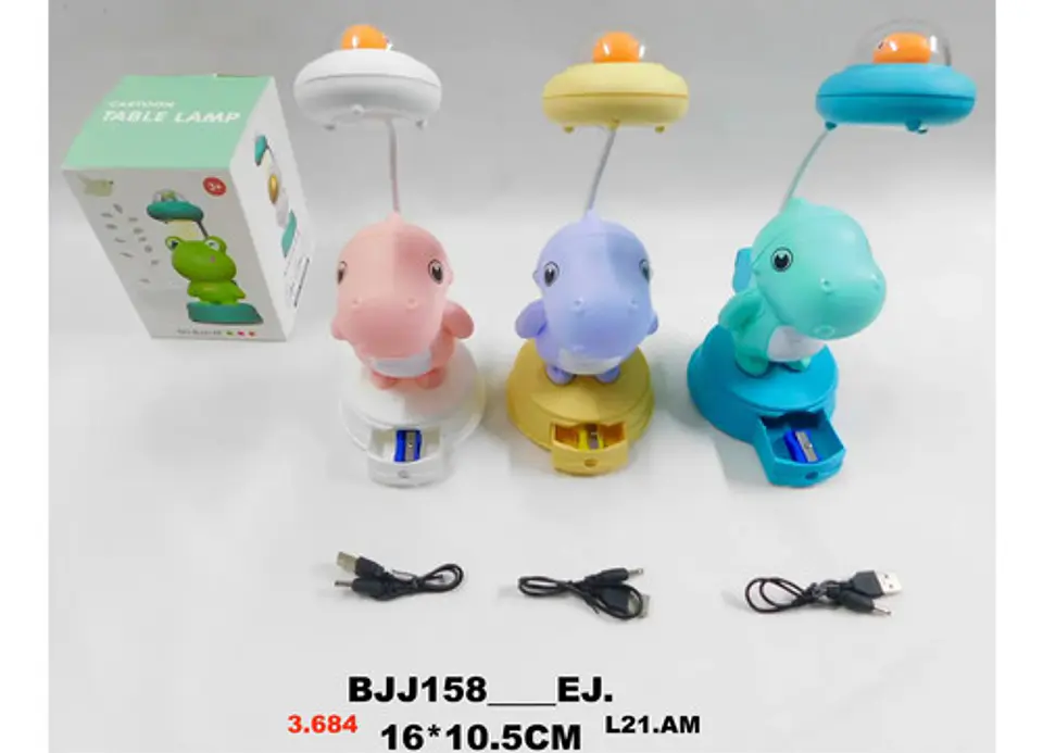 Lampara Escritorio Dinosaurio Luz Led Recargable +tajalápiz 7