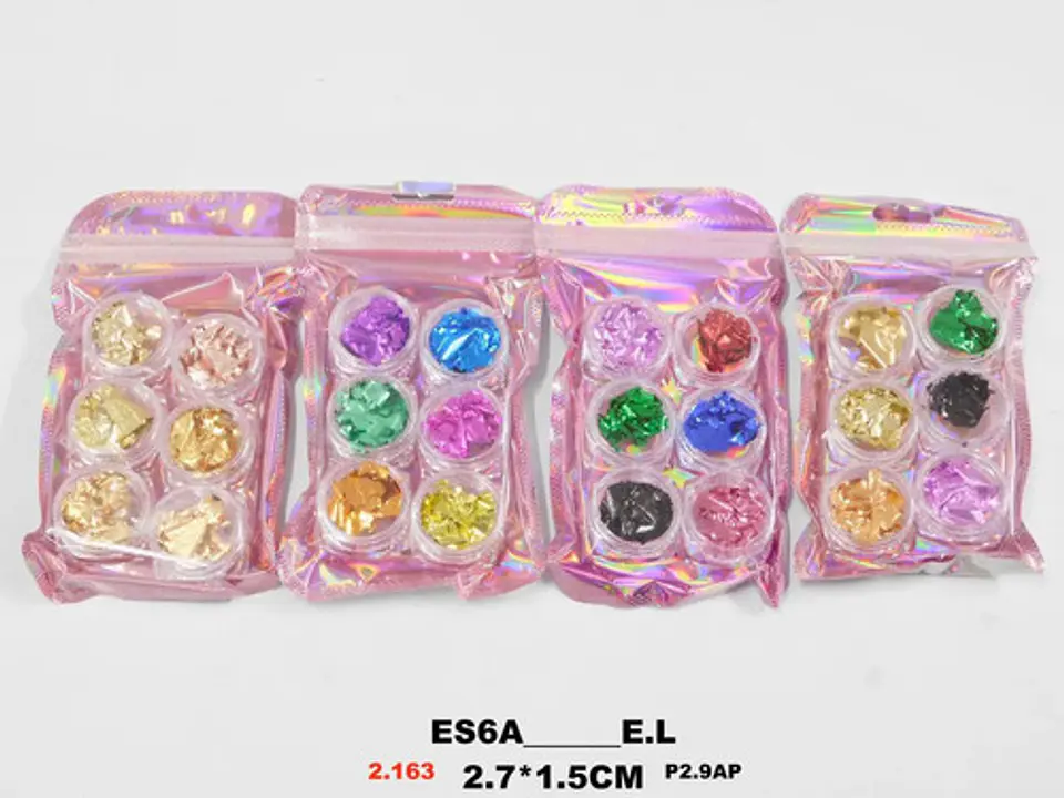 Juego De Purpurina Brillante De 6 Colores,  Fina De Resina 2