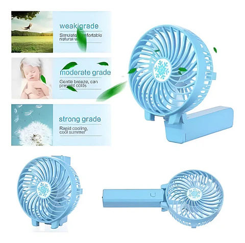 Ventilador Recargable Usb Escualizable  18cm Con Linterna