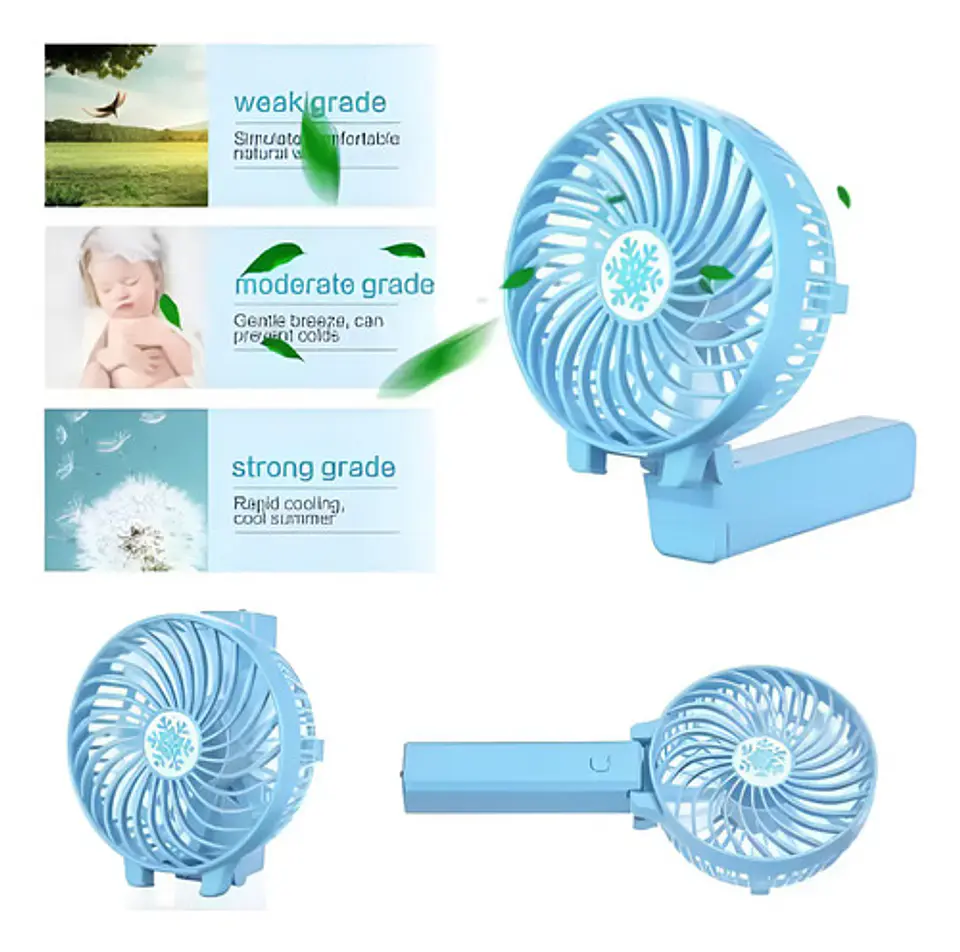 Ventilador Recargable Usb Escualizable  18cm Con Linterna 1