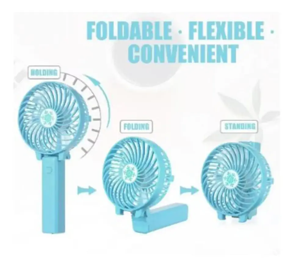 Ventilador Recargable Usb Escualizable  18cm Con Linterna 3