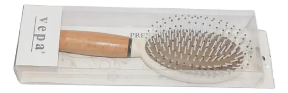 Cepillo Ovalado Cerdas Punta Redonda Plástico - Beige 2
