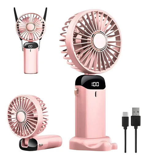 Ventilador Recargable Abanico Usb Pantalla Led Escualizable