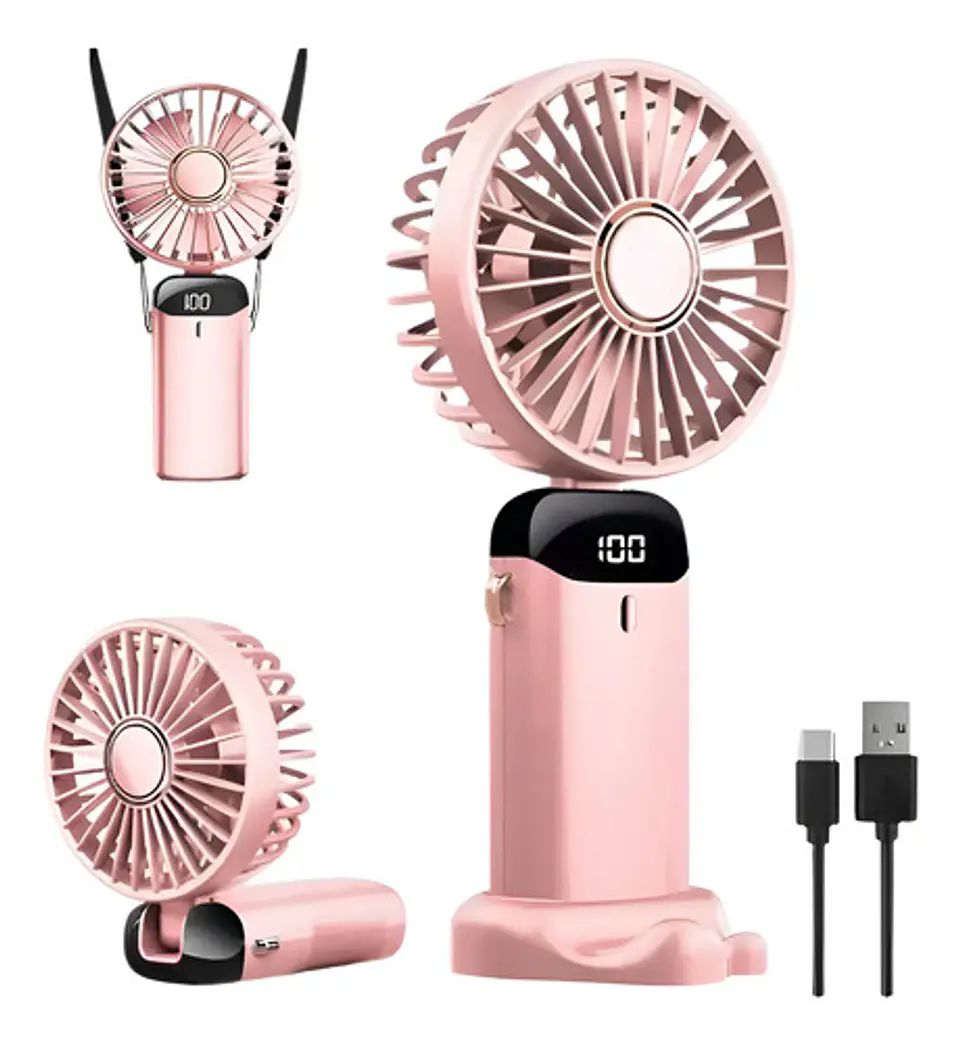 Ventilador Recargable Abanico Usb Pantalla Led Escualizable 1