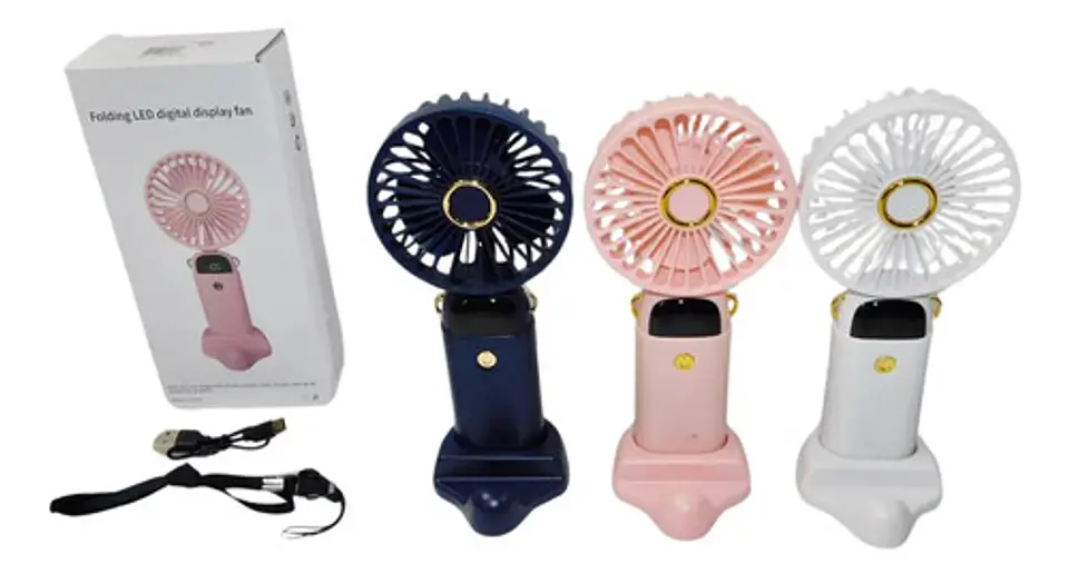 Ventilador Recargable Abanico Usb Pantalla Led Escualizable 6
