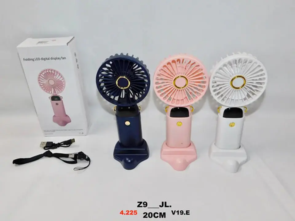 Ventilador Recargable Abanico Usb Pantalla Led Escualizable 7