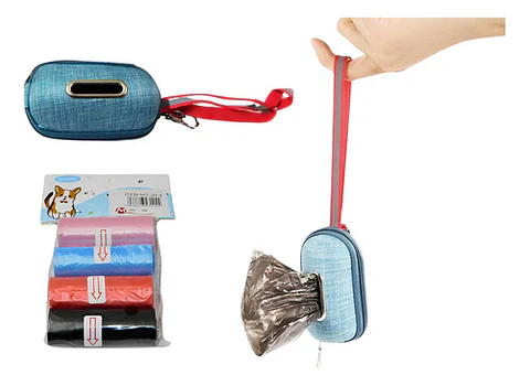 Bolsa Excrementos Perro Soporte Portátil Recoger + 4 Rollos