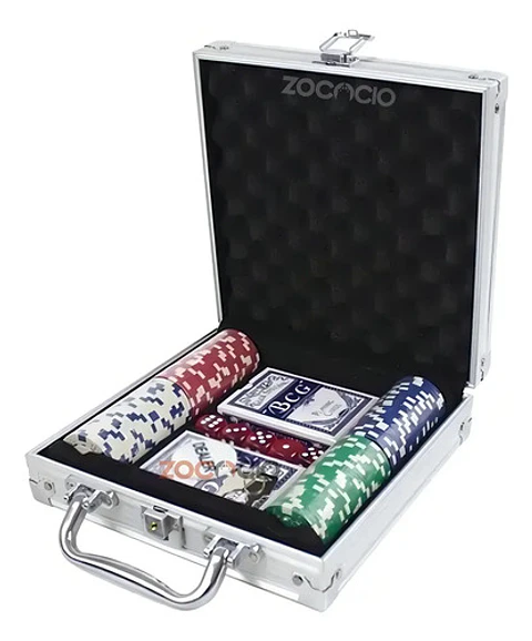 Set Poker 100fichas Maleta Metálica Azar Dados 2mazos Cartas