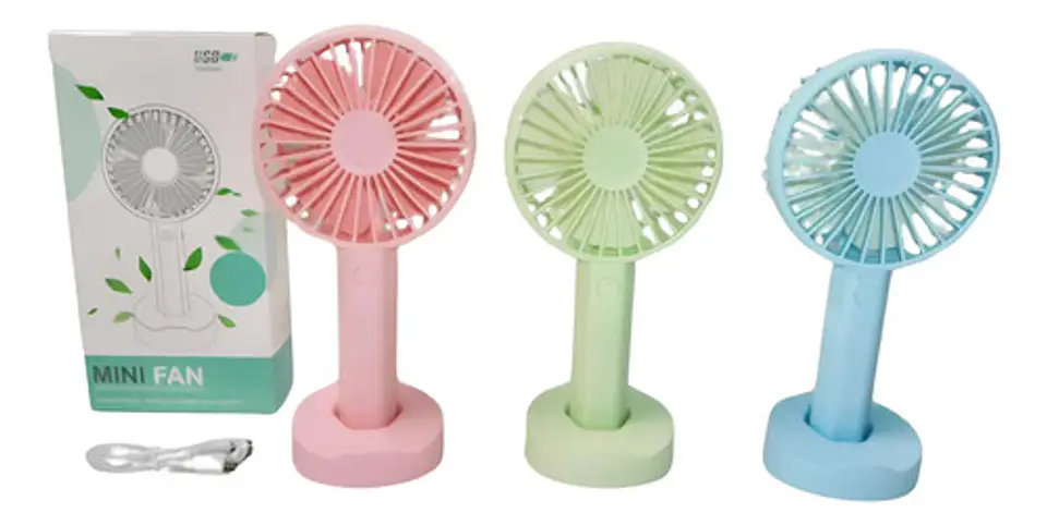 Ventilador Portátil De Mano Usb Aire Fresco 21cm Con Soporte 1