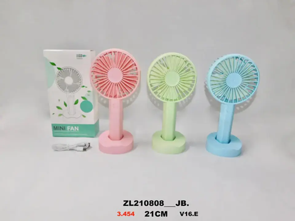 Ventilador Portátil De Mano Usb Aire Fresco 21cm Con Soporte 2