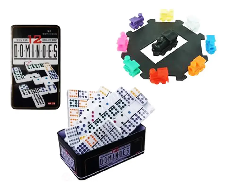 Domino Doble 12x12 91 Fichas + Tren Mexicano Juego  Mesa 2
