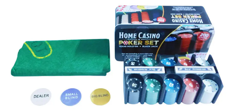 Set De Poker Tapete Cartas Casino 200 Fichas Juego De Mesa 2