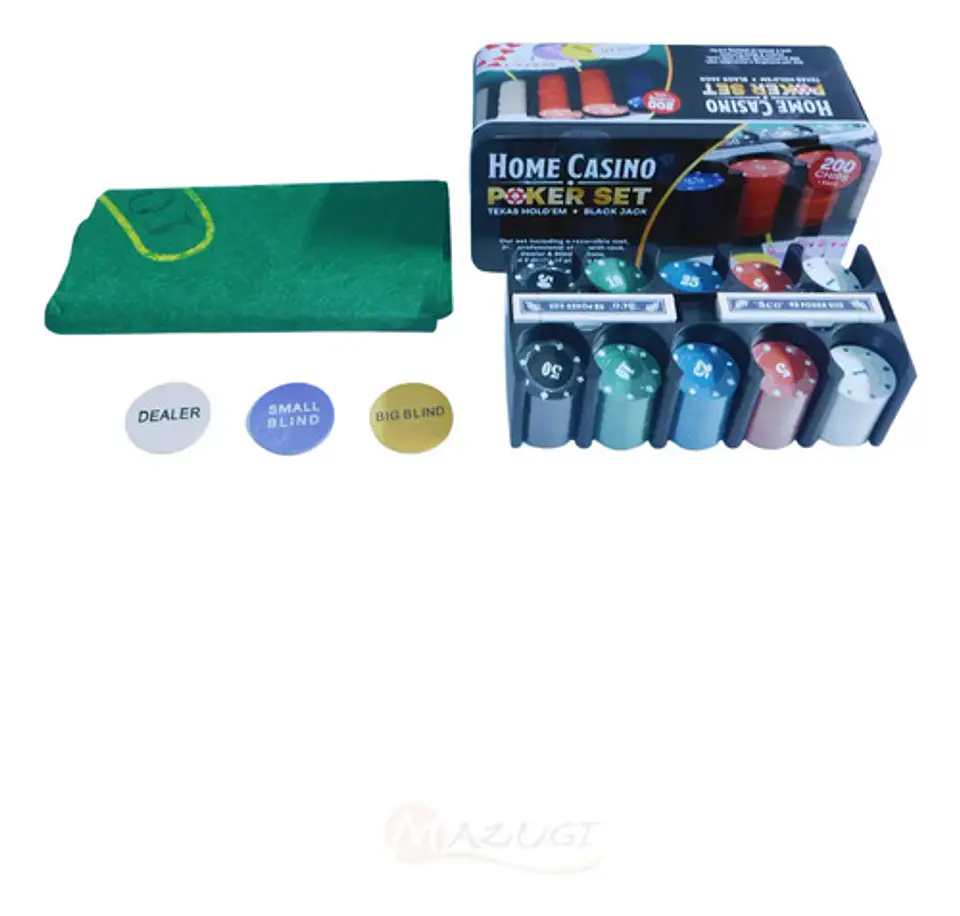 Set De Poker Tapete Cartas Casino 200 Fichas Juego De Mesa 3