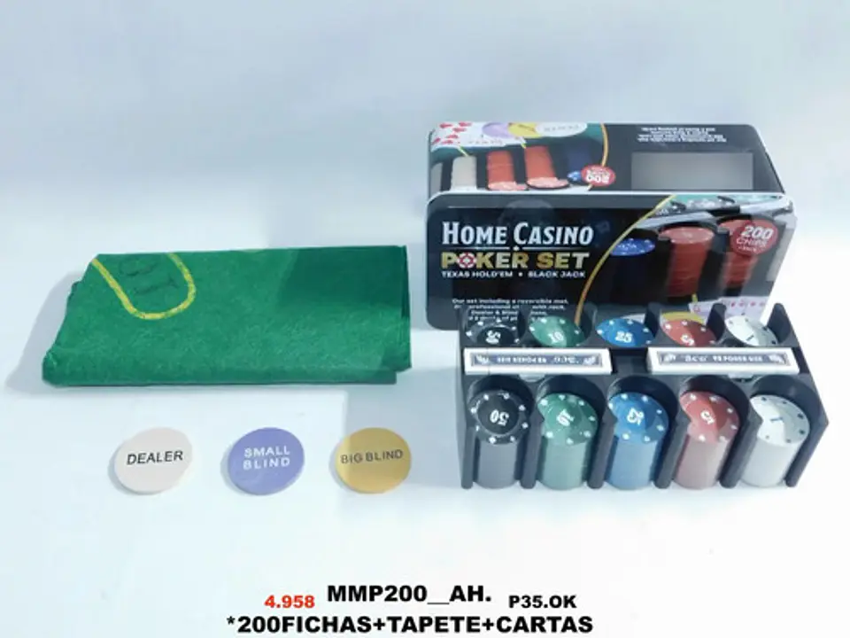 Set De Poker Tapete Cartas Casino 200 Fichas Juego De Mesa 4