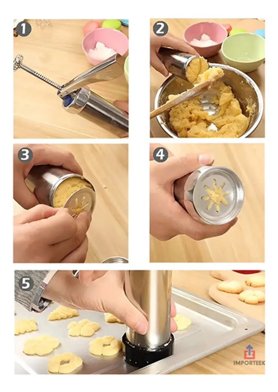 Pistola Para Churros Y Galletas Importeek Con Moldes Y Boquillas Acero Inoxidable Ab 8