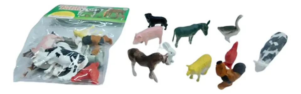 Juguetes Granja Animalitos Perro Pollo Corral Pesebre X10 1