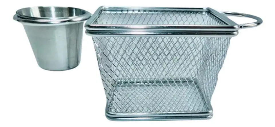 Cesta Canasta Frituras Porciones Calientes Recipiente Salsa 3