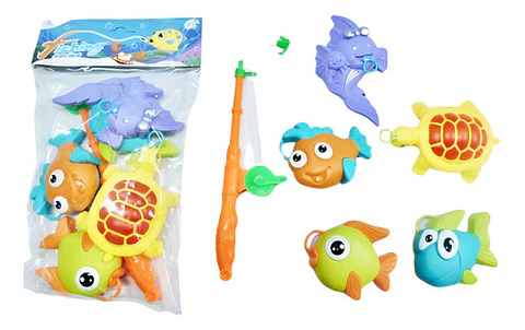 Juego Peces, Animales Marinos Juguete Caña Pescar X6 Figuras