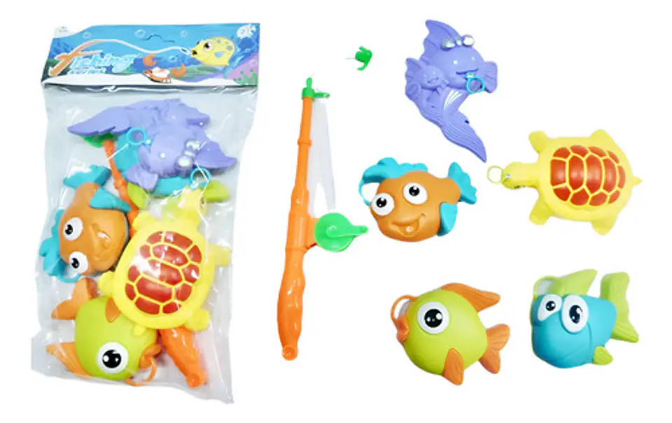 Juego Peces, Animales Marinos Juguete Caña Pescar X6 Figuras 1