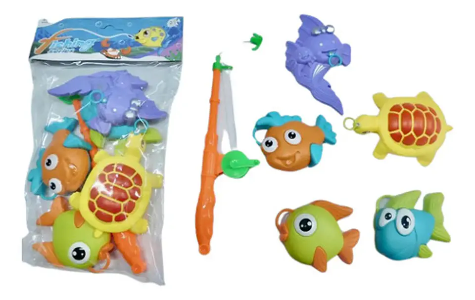 Juego Peces, Animales Marinos Juguete Caña Pescar X6 Figuras 2